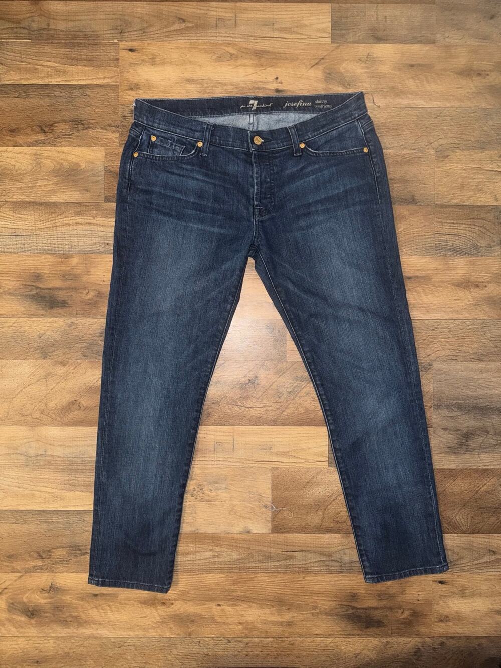Seven for all mankind Josephine boyfriend skinny button closure blue jeans